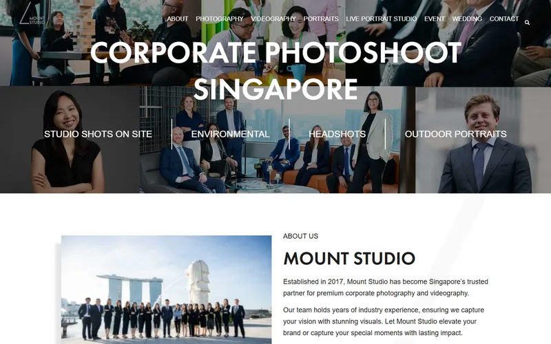 Mount Studio corporate team portraits Singapore homepage