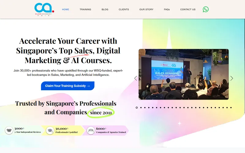 Click Academy Asia Singapore homepage