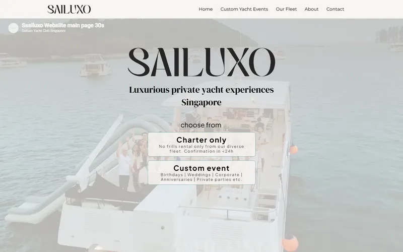 Sailuxo Singapore homepage