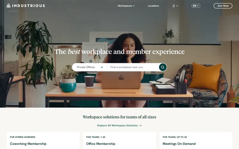 Industrious homepage