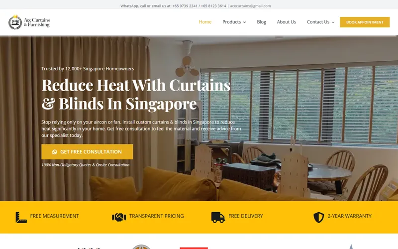 Ace Curtains & Furnishing homepage