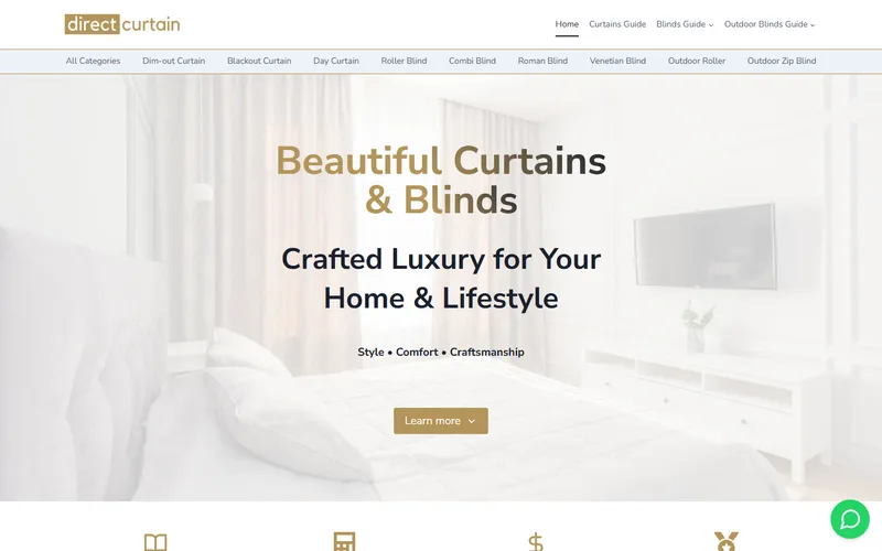 Direct Curtain homepage