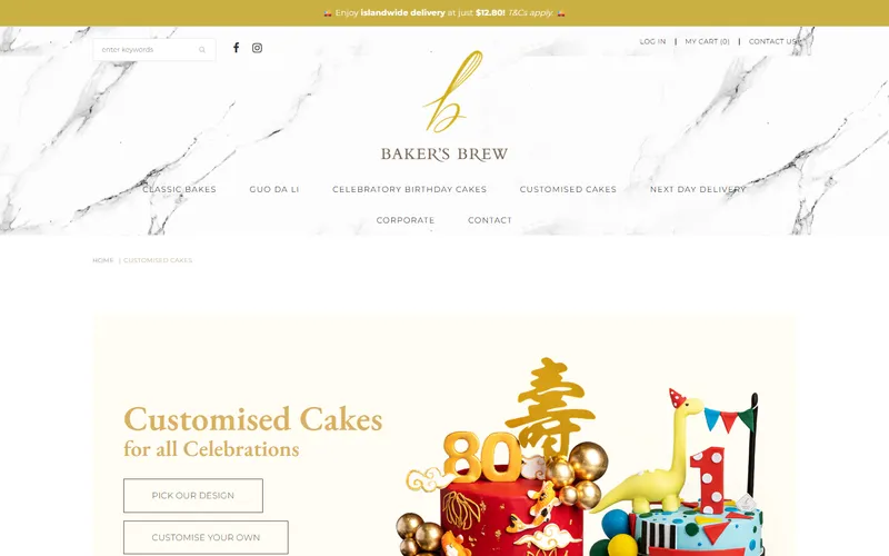 Baker's Brew Studio Singapore homepage