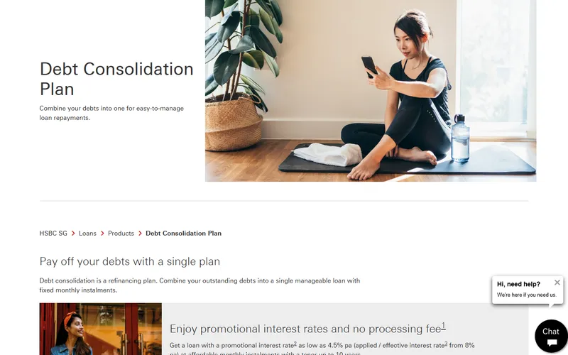 HSBC Debt Consolidation Plan page