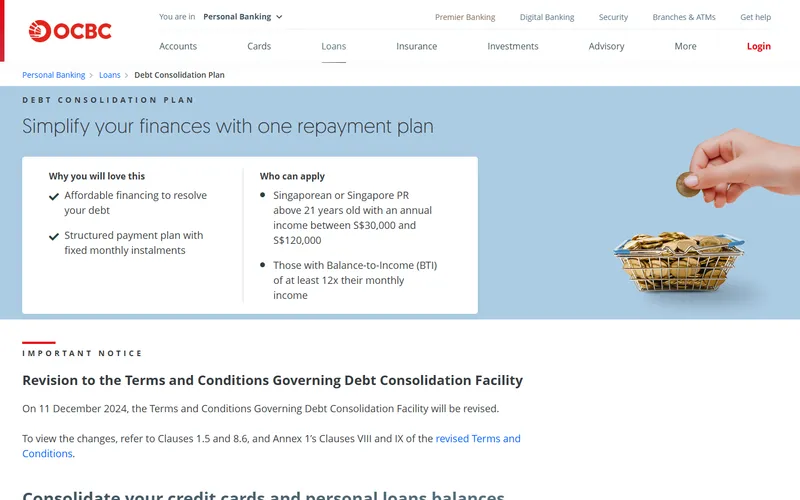 OCBC Debt Consolidation Plan page
