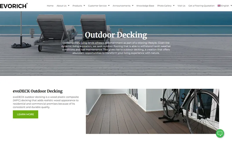 Evorich evoDECK decking Singapore homepage