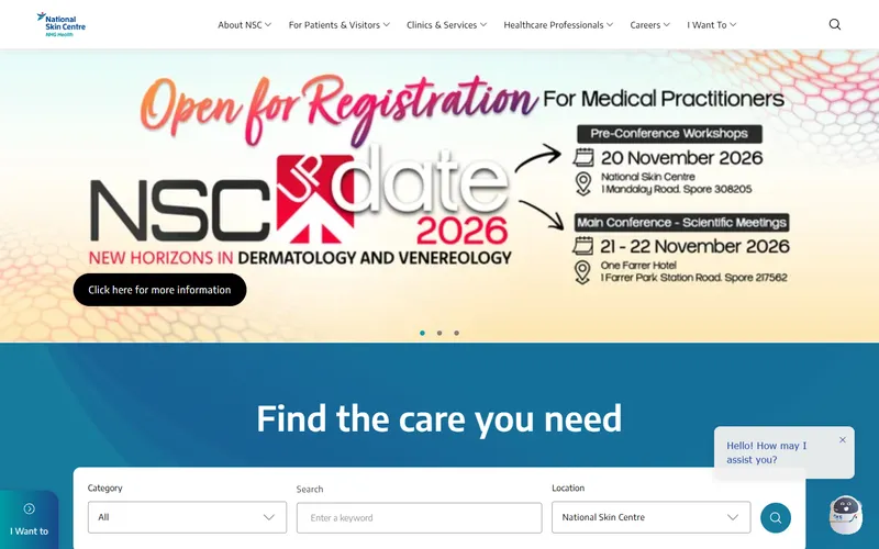 National Skin Centre homepage