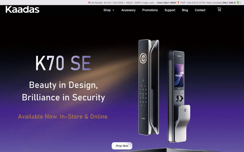 Kaadas Singapore digital lock homepage