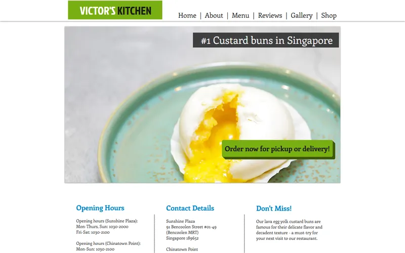 Victor's Kitchen homepage