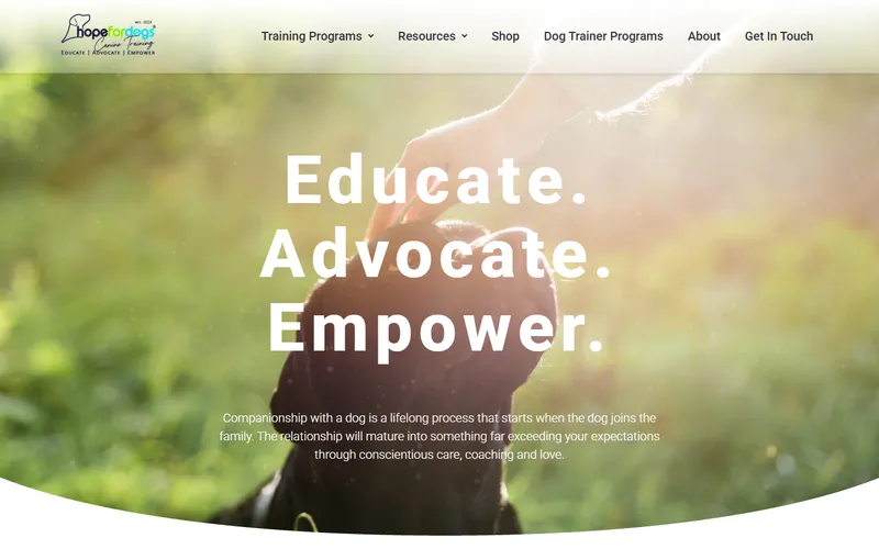 Hopefordogs Canine Training homepage