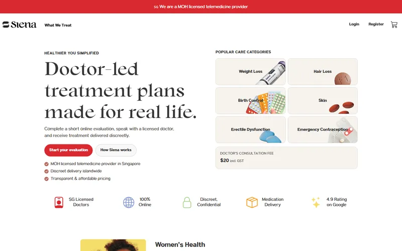 Siena Health homepage