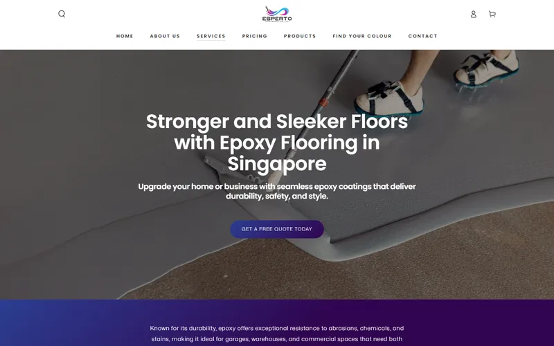 Esperto Paintworks epoxy flooring Singapore homepage