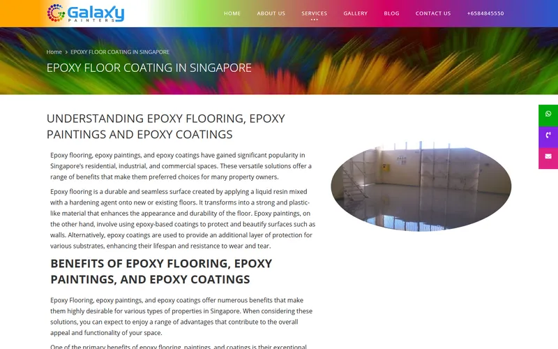 Galaxy Painters epoxy flooring Singapore homepage