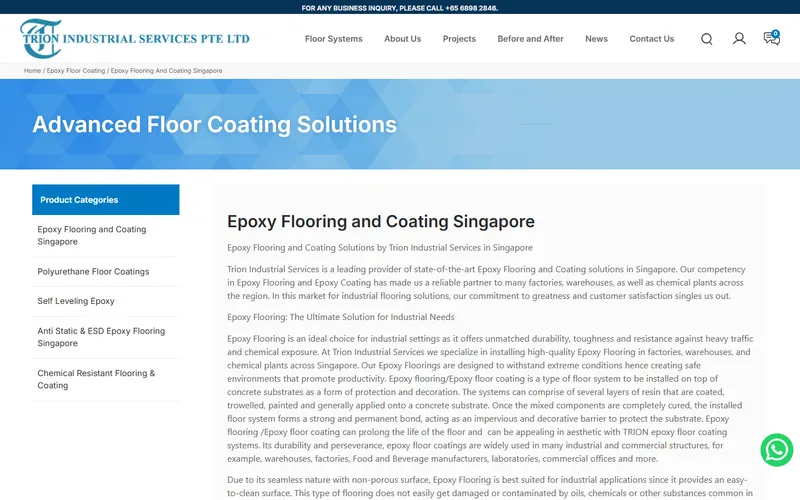 Trion Industrial Services epoxy flooring Singapore homepage
