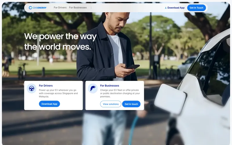 CDG Energy EV charging infrastructure Singapore homepage