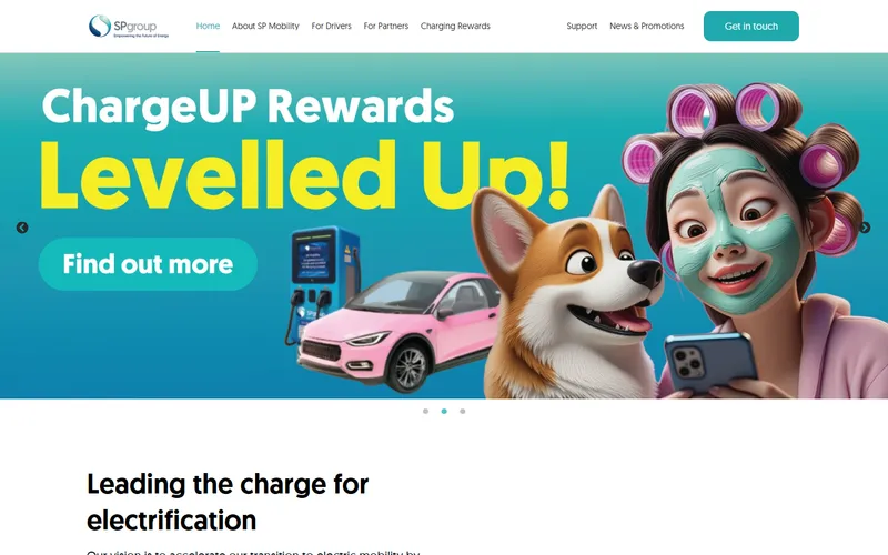 SP Mobility EV charging Singapore homepage