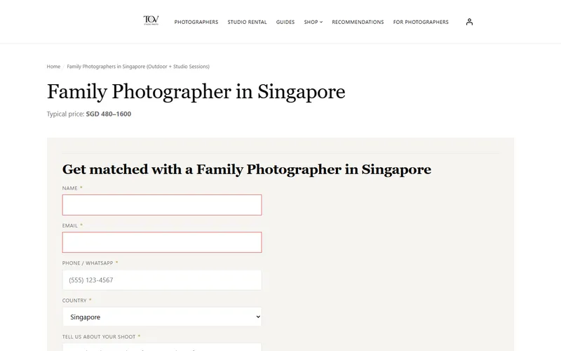 Tov Studio family photographers homepage