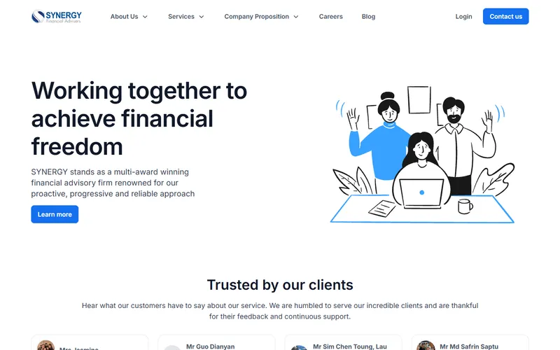 Synergy Financial Advisers Singapore homepage