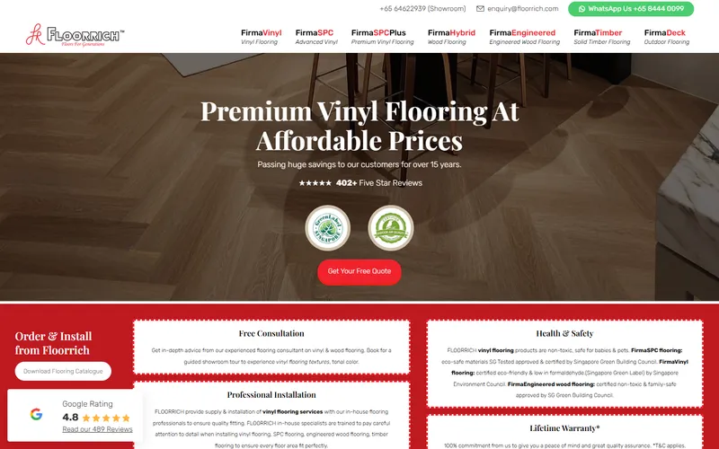 Floorrich flooring Singapore homepage