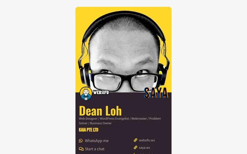 Dean Loh freelance web designer homepage