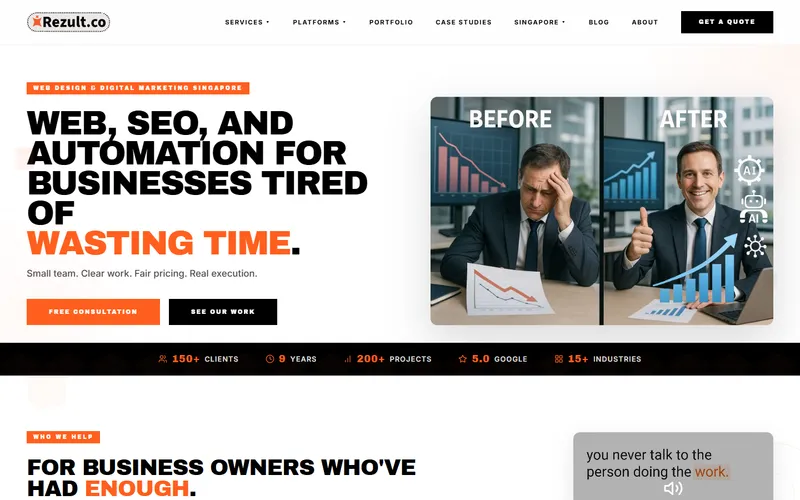 Rezult freelance web design studio homepage