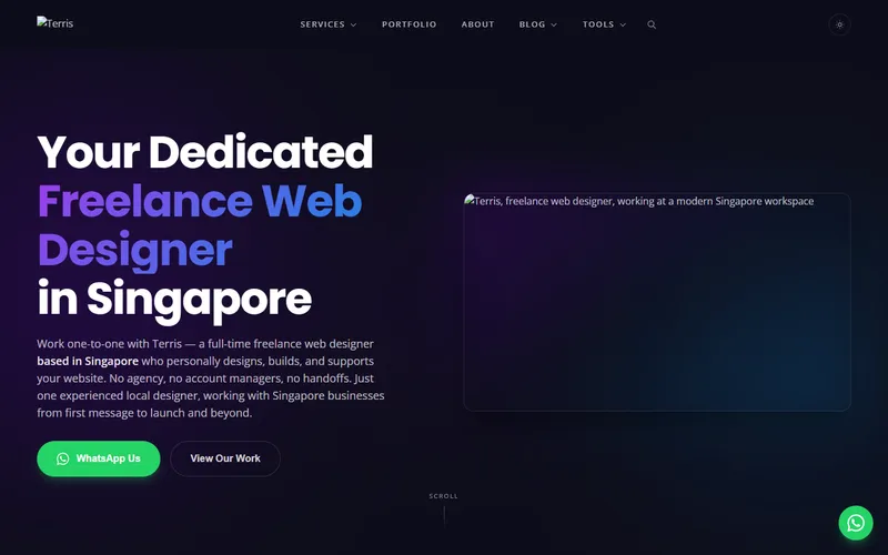 Terris freelance web designer Singapore homepage