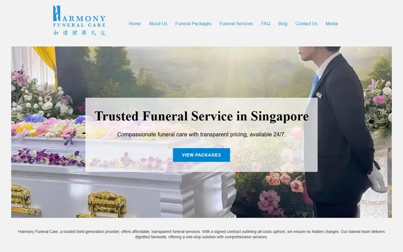 Harmony Funeral Care homepage