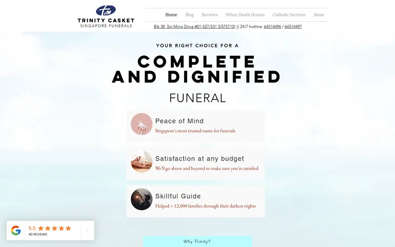 Trinity Casket homepage