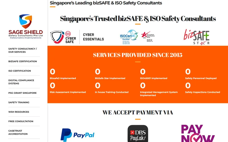 Sage Shield grant consultant Singapore homepage