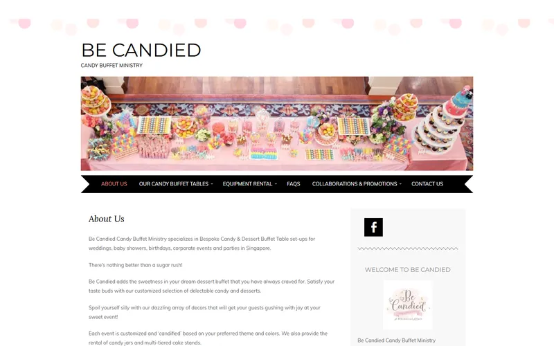 Be Candied candy buffet Singapore homepage