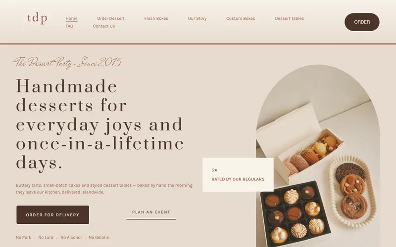 The Dessert Party Singapore homepage
