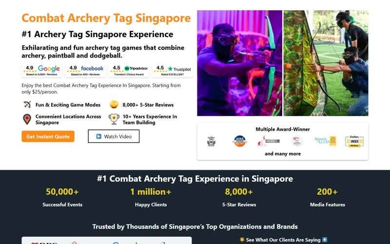 Combat Archery Tag Singapore homepage