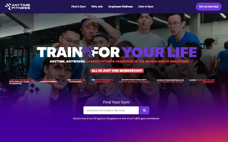 Anytime Fitness homepage screenshot