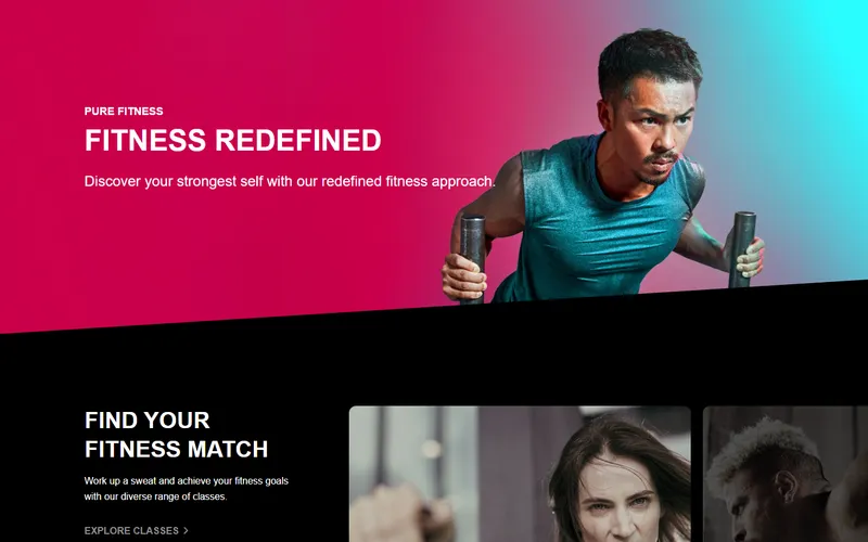 PURE Fitness homepage screenshot