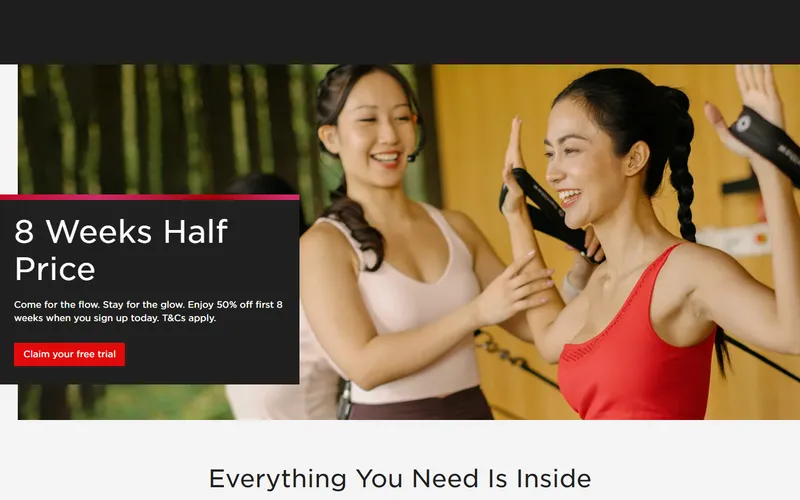 Virgin Active homepage screenshot