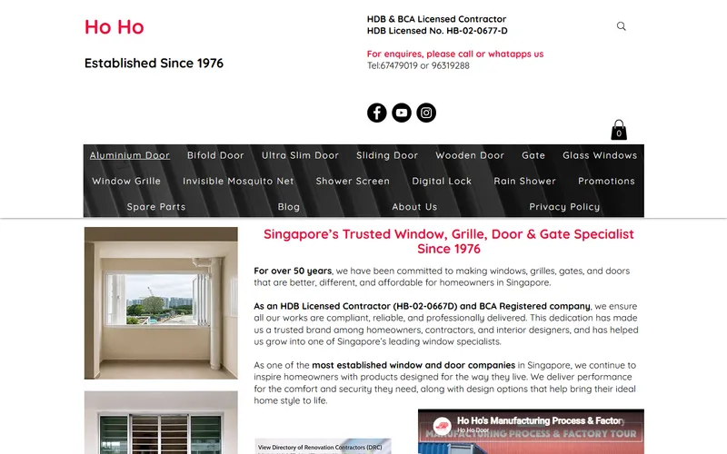 Ho Ho Door HDB main door supplier Singapore homepage