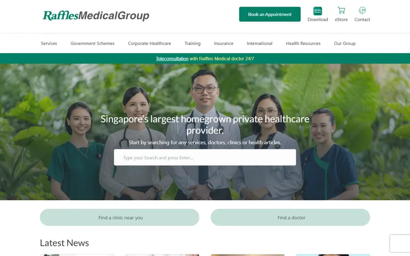 Raffles Medical homepage