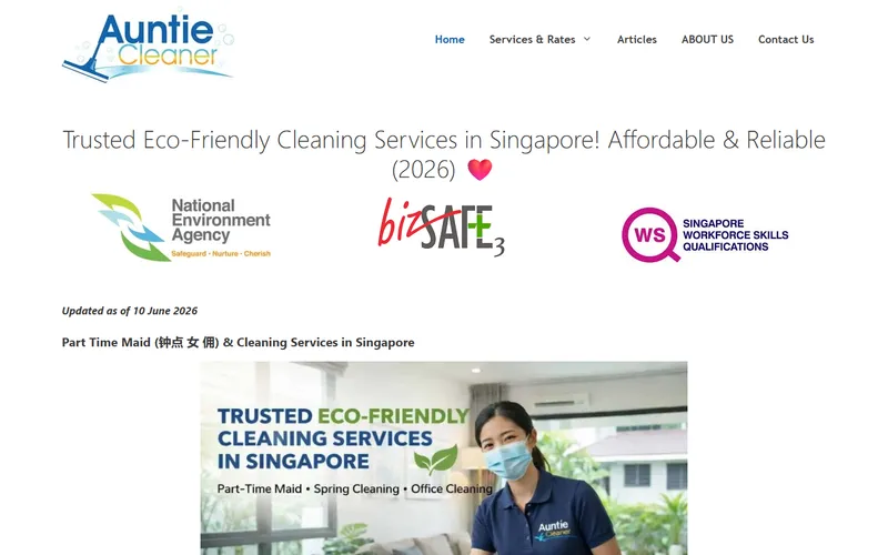 Auntie Cleaner home cleaning services Singapore website