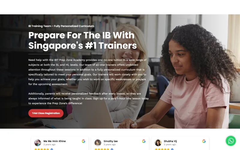 Prep Zone Academy IB tuition homepage