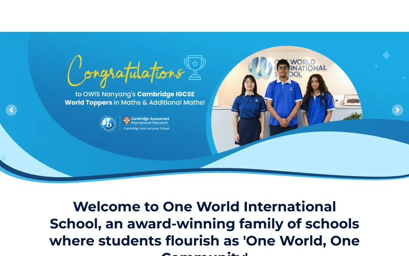 One World International School homepage