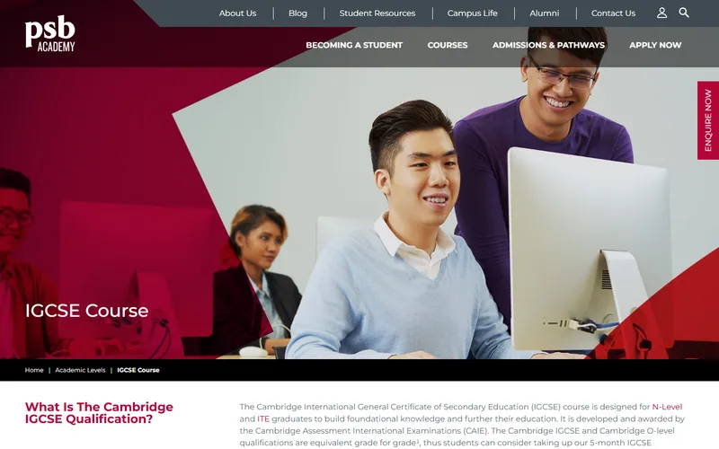 PSB Academy IGCSE course page