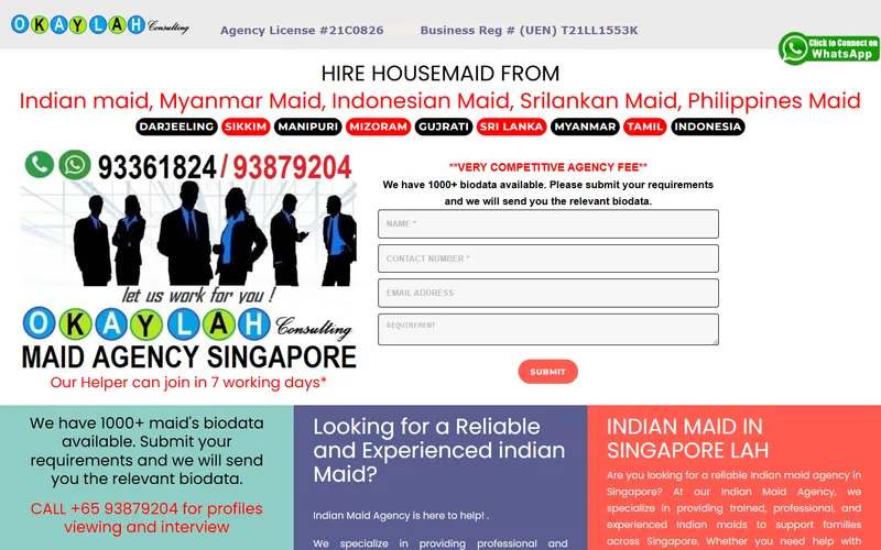 Indian Maid Agency homepage
