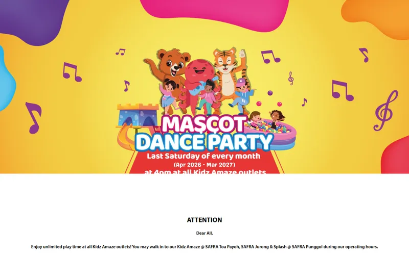 Kidz Amaze SAFRA indoor playground Singapore homepage