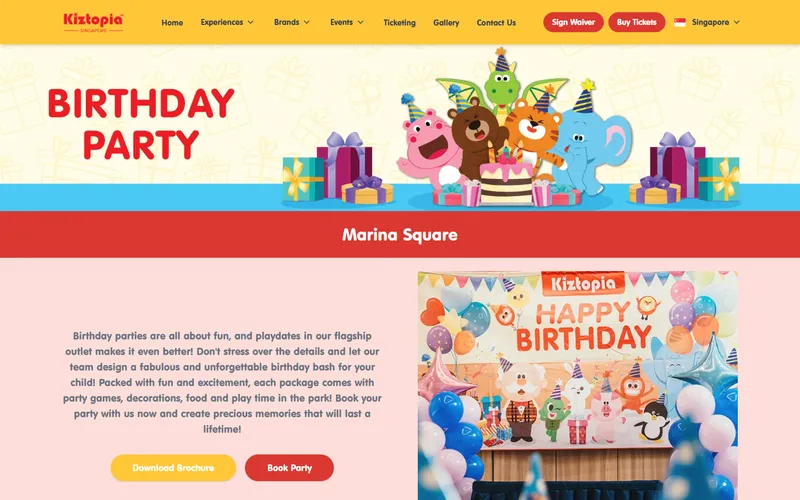 Kiztopia indoor playground Singapore homepage