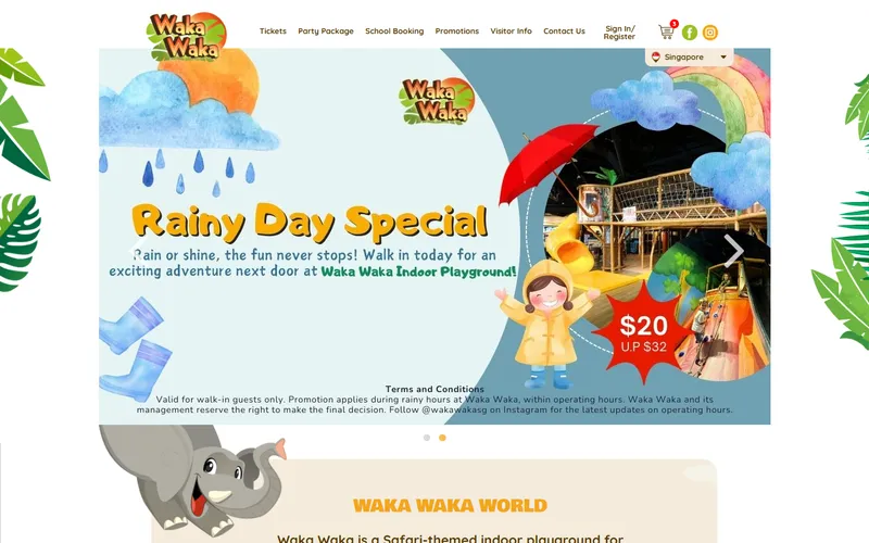 Waka Waka safari indoor playground Singapore homepage