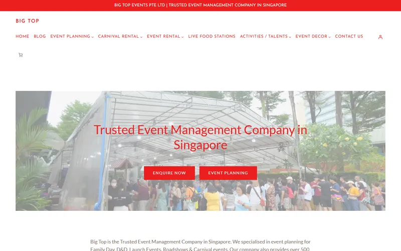 Big Top Events inflatable rental homepage