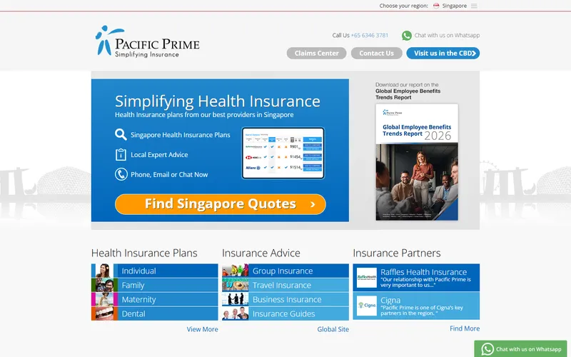 Pacific Prime Singapore insurance broker homepage