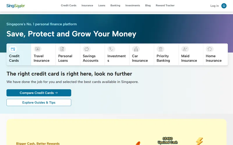 SingSaver insurance comparison Singapore homepage