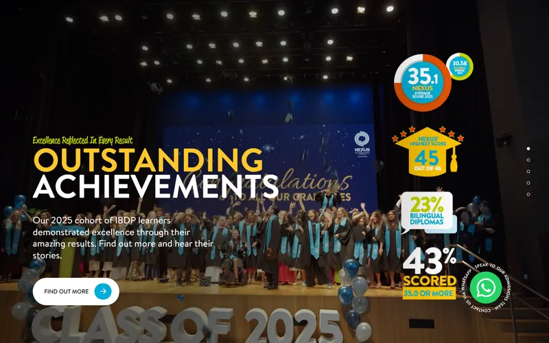 Nexus International School homepage screenshot
