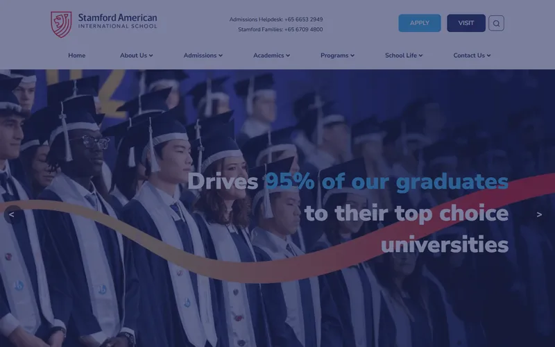 Stamford American International School homepage screenshot